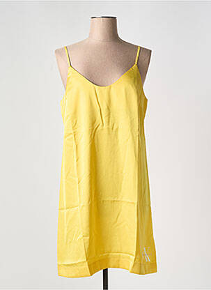 Robe mi-longue col rond jaune CALVIN KLEIN femme