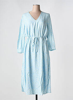 Robe mi-longue col v bleu SELECTED femme