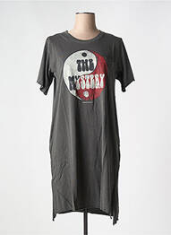 Robe mi-longue col rond gris LEON & HARPER femme