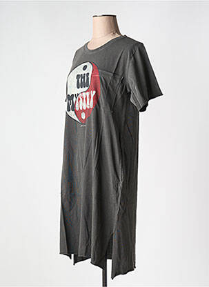 Robe mi-longue col rond gris LEON & HARPER femme