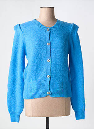 Gilet manches longues col rond bleu LEON & HARPER femme