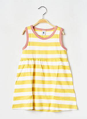 Robe mi-longue col rond jaune PETIT BATEAU fille