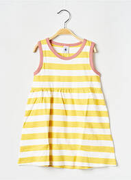 Robe mi-longue col rond jaune PETIT BATEAU fille