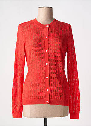 Gilet manches longues col rond rouge ICHI femme