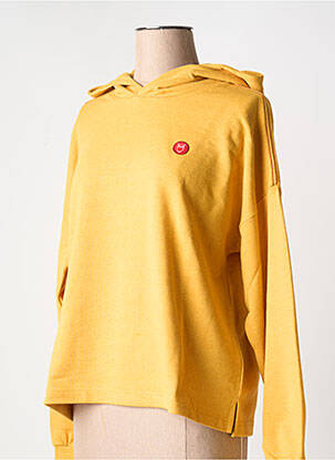 Sweat-shirt à capuche col rond jaune KNOWLEDGE COTTON APPAREL femme
