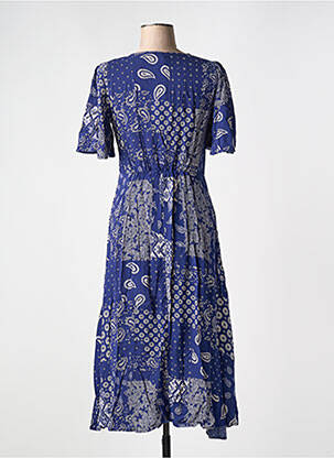 Robe mi-longue col v bleu GRACE & MILA femme