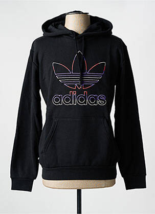 Sweat-shirt à capuche col rond noir ADIDAS homme