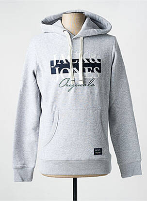 Sweat-shirt à capuche col rond gris JACK & JONES homme