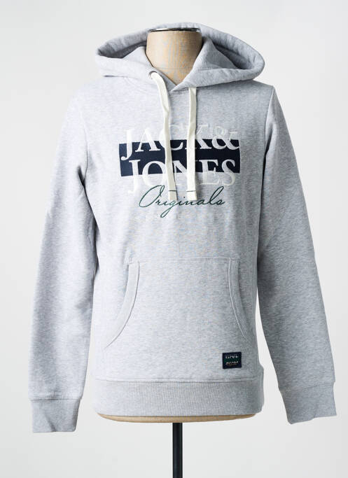 Sweat-shirt à capuche gris JACK & JONES pour homme