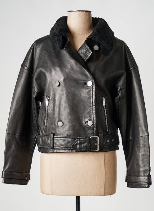 Veste en cuir noir IKKS pour femme