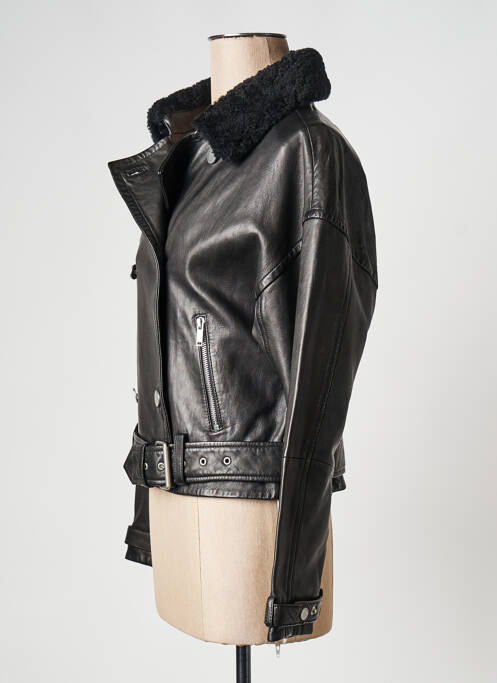 Veste en cuir noir IKKS pour femme