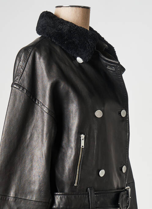 Veste en cuir noir IKKS pour femme