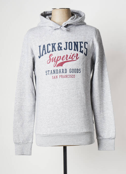 Sweat-shirt à capuche gris JACK & JONES pour homme