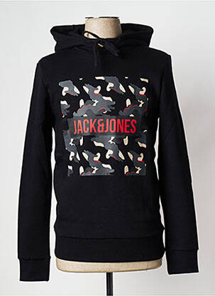Sweat-shirt à capuche col rond noir JACK & JONES homme