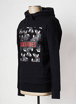Sweat-shirt à capuche col rond noir JACK & JONES homme