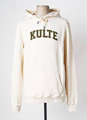 Sweat-shirt à capuche col rond blanc KULTE homme