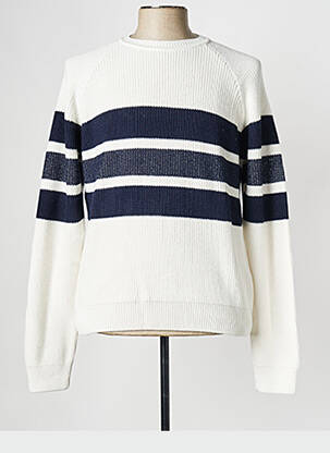 Pull col rond blanc IKKS homme