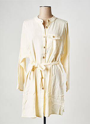 Robe mi-longue col rond blanc GRACE & MILA femme
