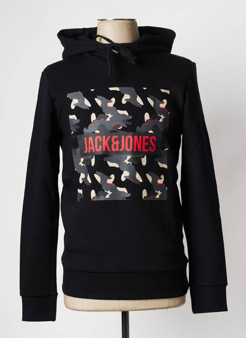 Sweat-shirt à capuche noir JACK & JONES pour homme