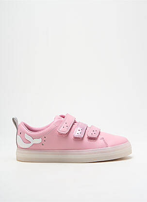 Baskets fermeture lacets bout rond rose CLARKS fille
