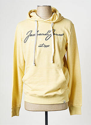Sweat-shirt à capuche col rond jaune JACK & JONES homme