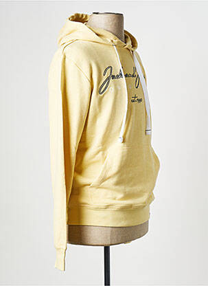 Sweat-shirt à capuche col rond jaune JACK & JONES homme