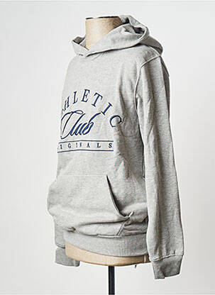 Sweat-shirt à capuche col rond gris JACK & JONES homme