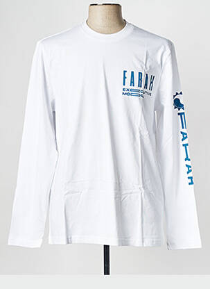 T-shirt col rond blanc FARAH homme
