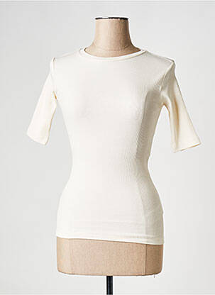 T-shirt col rond blanc KNOWLEDGE COTTON APPAREL femme