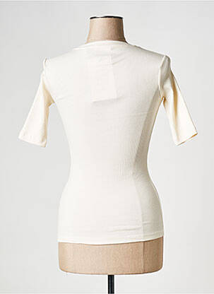 T-shirt col rond blanc KNOWLEDGE COTTON APPAREL femme