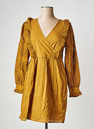 Robe courte col v marron ATELIER REVE femme