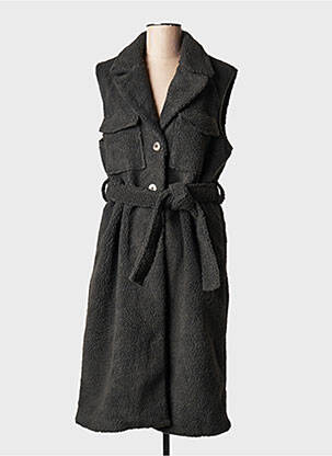 Manteau long noir PIECES femme