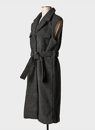Manteau long noir PIECES femme