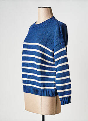 Pull col rond bleu LA FEE MARABOUTEE femme