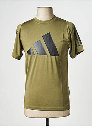 T-shirt col rond vert ADIDAS homme