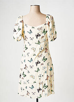 Robe courte col rond beige NA-KD femme