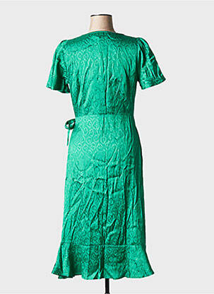 Robe mi-longue col v vert BIZANCE femme