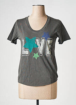 T-shirt col rond gris LEON & HARPER femme