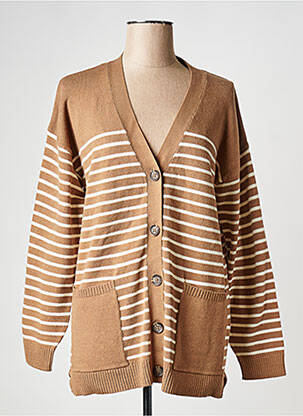 Gilet manches longues col v marron VILA femme