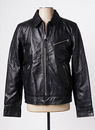 Veste en cuir noir SCHOTT pour homme