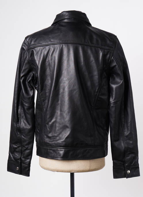 Veste en cuir noir SCHOTT pour homme