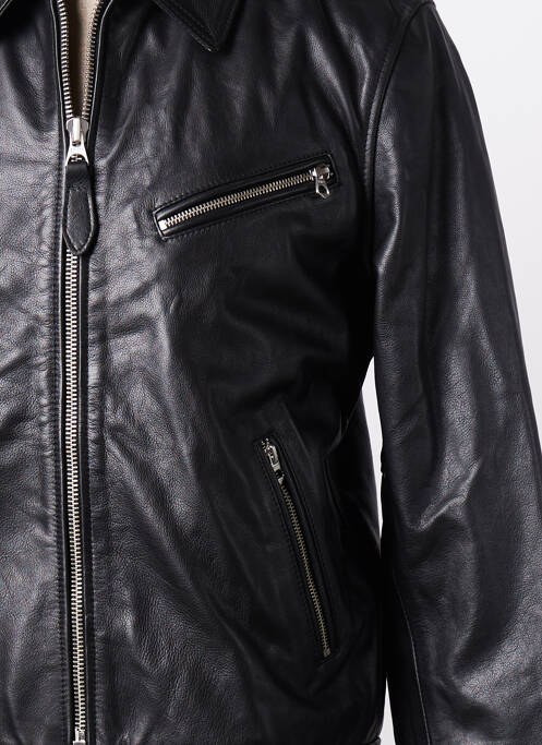 Veste en cuir noir SCHOTT pour homme