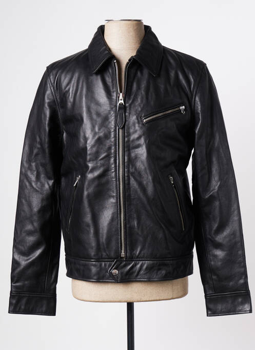 Veste en cuir noir SCHOTT pour homme