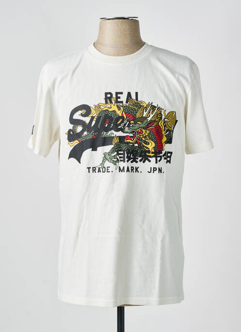 T-shirt beige SUPERDRY pour homme