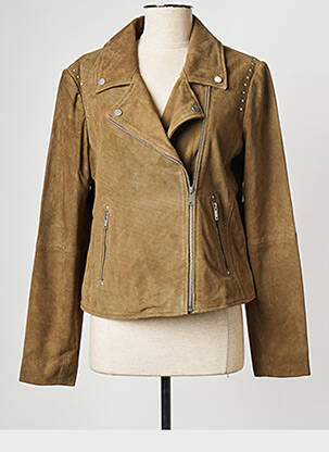 Veste en cuir vert IKKS femme