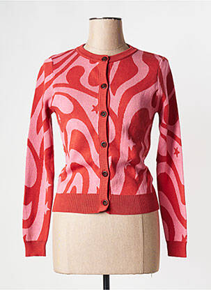 Gilet manches longues col rond rose THINKING MU femme