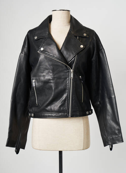 Veste en cuir noir IKKS pour femme
