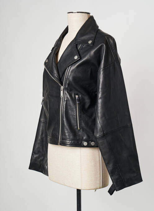 Veste en cuir noir IKKS pour femme