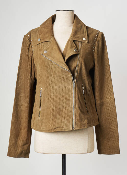 Veste en cuir vert IKKS pour femme