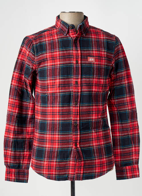 Chemise manches longues rouge SUPERDRY pour homme
